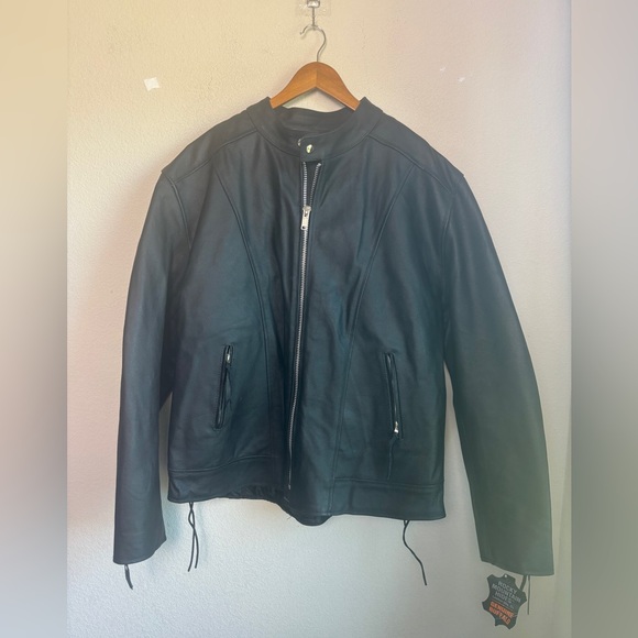 NWT Rocky Mountain Hides Genuine Buffalo Leather Black  Motorcycle Jacket 3X - Picture 2 of 13